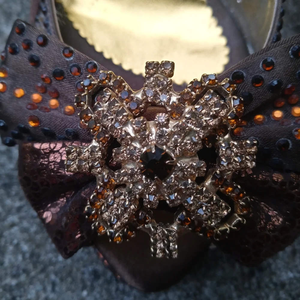 Vintage Andrea Baldini Art Deco Style Shoes 37 Evening Rhinestones